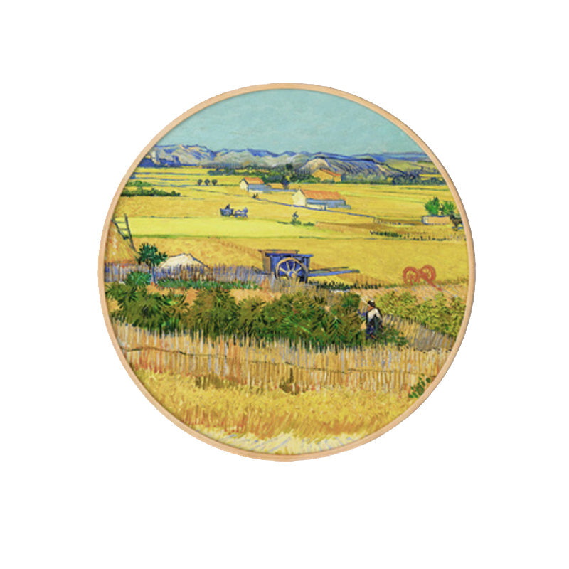 Vivolux | Gemälde Farmfeld Landschaft Kunstdruck Impressionismus Leinwand Wanddekoration in sanften Farben für den Raum