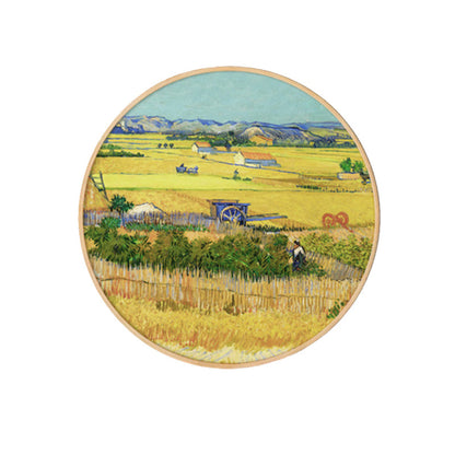 Vivolux | Gemälde Farmfeld Landschaft Kunstdruck Impressionismus Leinwand Wanddekoration in sanften Farben für den Raum