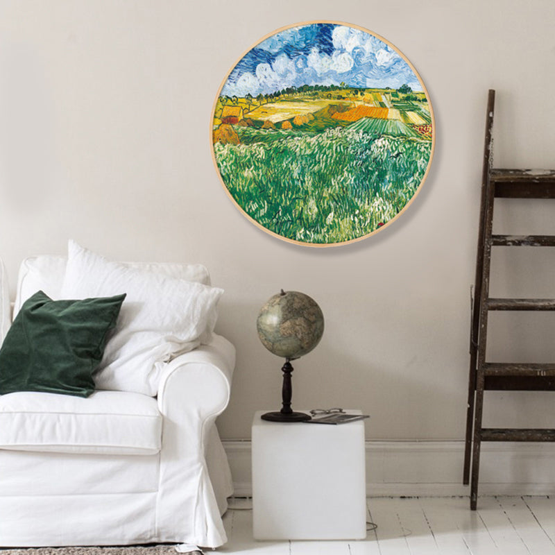 Vivolux | Gemälde Farmfeld Landschaft Kunstdruck Impressionismus Leinwand Wanddekoration in sanften Farben für den Raum