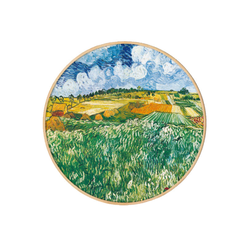 Vivolux | Gemälde Farmfeld Landschaft Kunstdruck Impressionismus Leinwand Wanddekoration in sanften Farben für den Raum