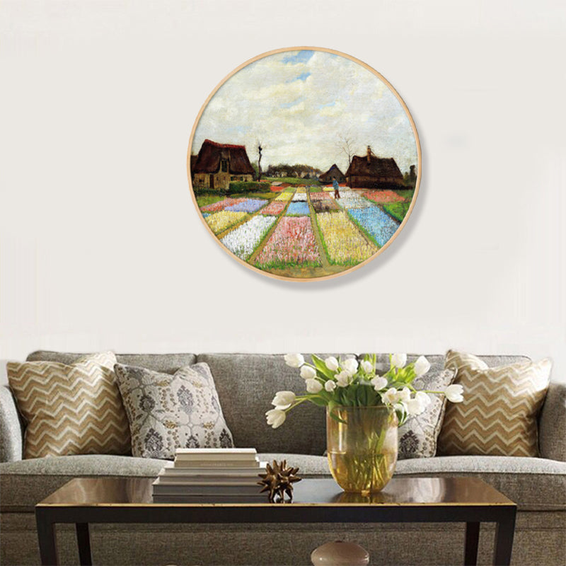 Vivolux | Gemälde Farmfeld Landschaft Kunstdruck Impressionismus Leinwand Wanddekoration in sanften Farben für den Raum