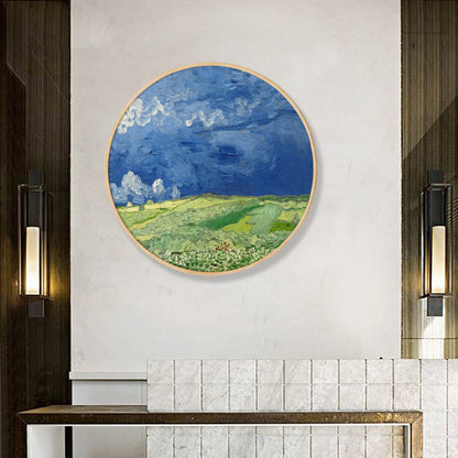 Vivolux | Gemälde Farmfeld Landschaft Kunstdruck Impressionismus Leinwand Wanddekoration in sanften Farben für den Raum