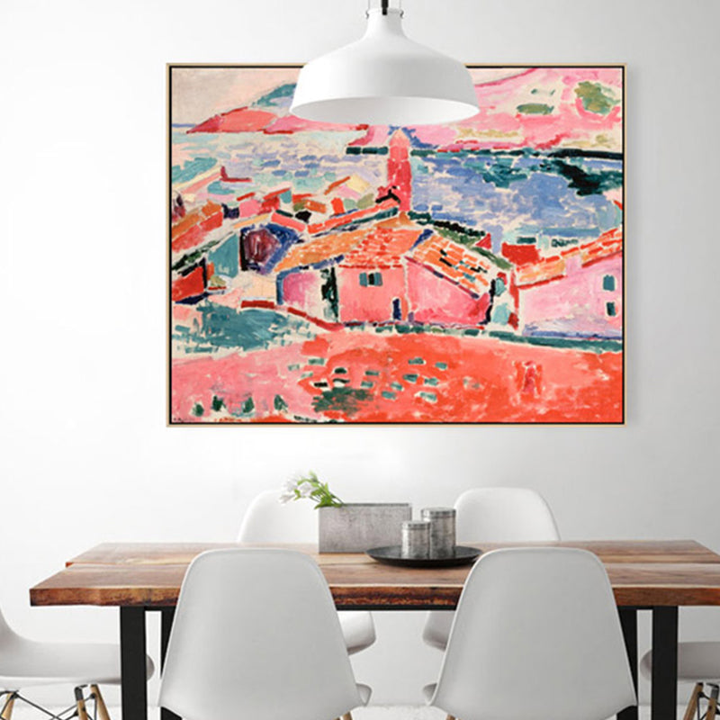 Vivolux | Abstract Expressionismus Landhaus Leinwanddruck Wohnzimmer Wandkunst Dekor in Pink