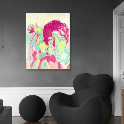 Vivolux | Pop Art Musiker Wanddekoration Leinwand Texturiertes Pastellfarben Gemälde für das Arbeitszimmer