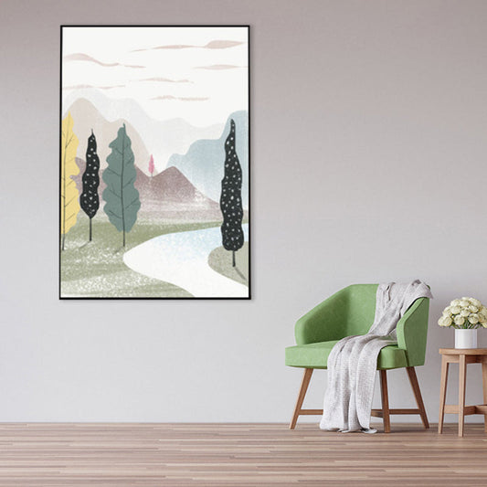 Vivolux | Nordic Scenery Wald Leinwanddruck Pastellfarbe Texturiertes Wandkunst Dekor für Wohnzimmer