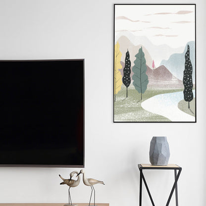 Vivolux | Nordic Scenery Wald Leinwanddruck Pastellfarbe Texturiertes Wandkunst Dekor für Wohnzimmer