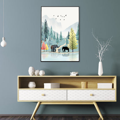 Vivolux | Nordic Scenery Wald Leinwanddruck Pastellfarbe Texturiertes Wandkunst Dekor für Wohnzimmer