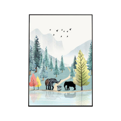 Vivolux | Nordic Scenery Wald Leinwanddruck Pastellfarbe Texturiertes Wandkunst Dekor für Wohnzimmer
