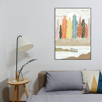 Vivolux | Nordic Scenery Wald Leinwanddruck Pastellfarbe Texturiertes Wandkunst Dekor für Wohnzimmer