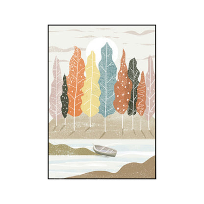 Vivolux | Nordic Scenery Wald Leinwanddruck Pastellfarbe Texturiertes Wandkunst Dekor für Wohnzimmer