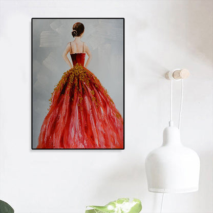 Vivolux | Tanz Mädchen im Kleid Leinwanddruck Sanfte Farben Glam Stil Malerei für Wohnzimmer