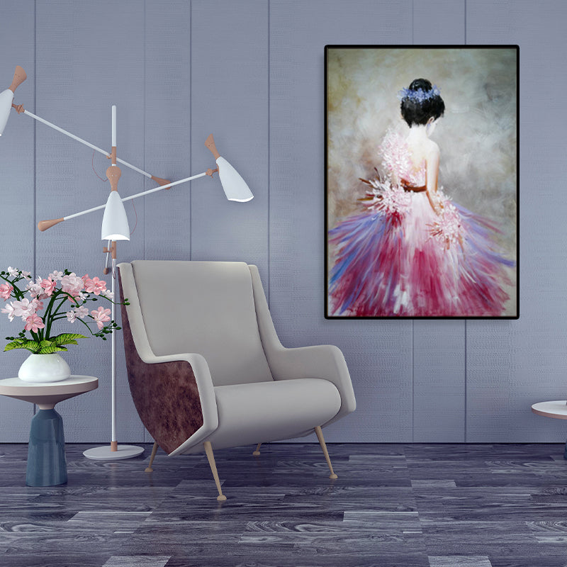 Vivolux | Tanz Mädchen im Kleid Leinwanddruck Sanfte Farben Glam Stil Malerei für Wohnzimmer