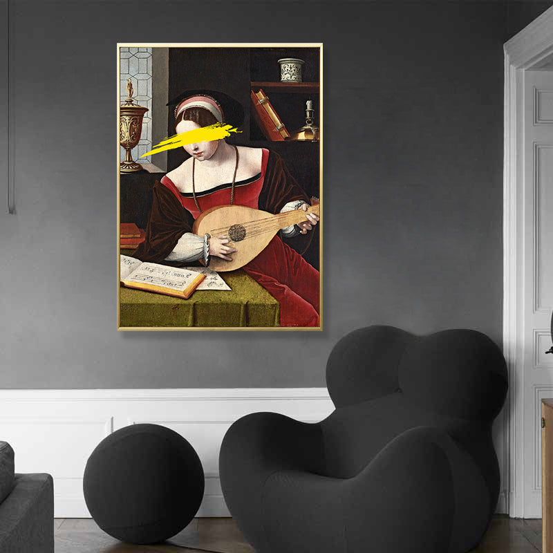 Vivolux | Frau in Rot Wandkunst Musikalisches Funky Texturiertes Gemälde für das Wohnzimmer, Mehrere Größen