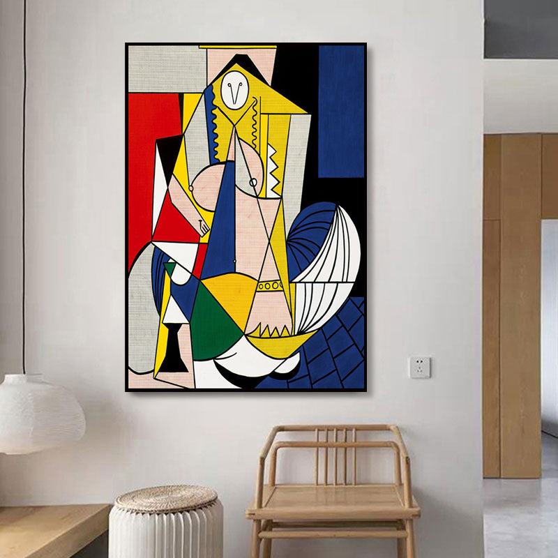 Vivolux | Blaue einzigartige Muster Wanddekoration abstrakte Pop-Art stilvoller texturierter Leinwanddruck für das Badezimmer