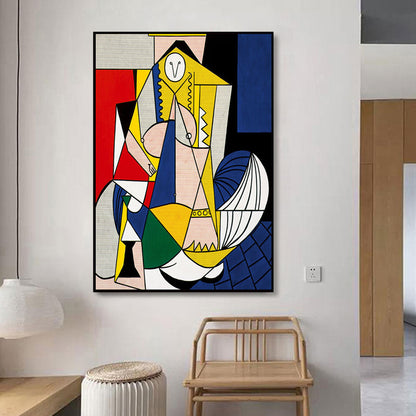 Vivolux | Blaue einzigartige Muster Wanddekoration abstrakte Pop-Art stilvoller texturierter Leinwanddruck für das Badezimmer