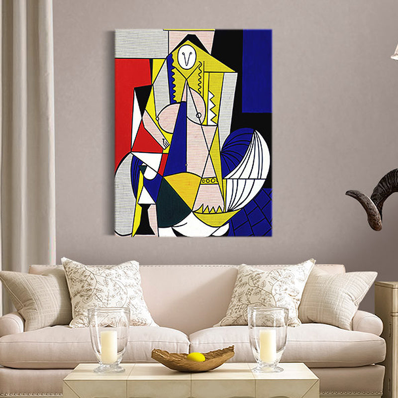 Vivolux | Blaue einzigartige Muster Wanddekoration abstrakte Pop-Art stilvoller texturierter Leinwanddruck für das Badezimmer