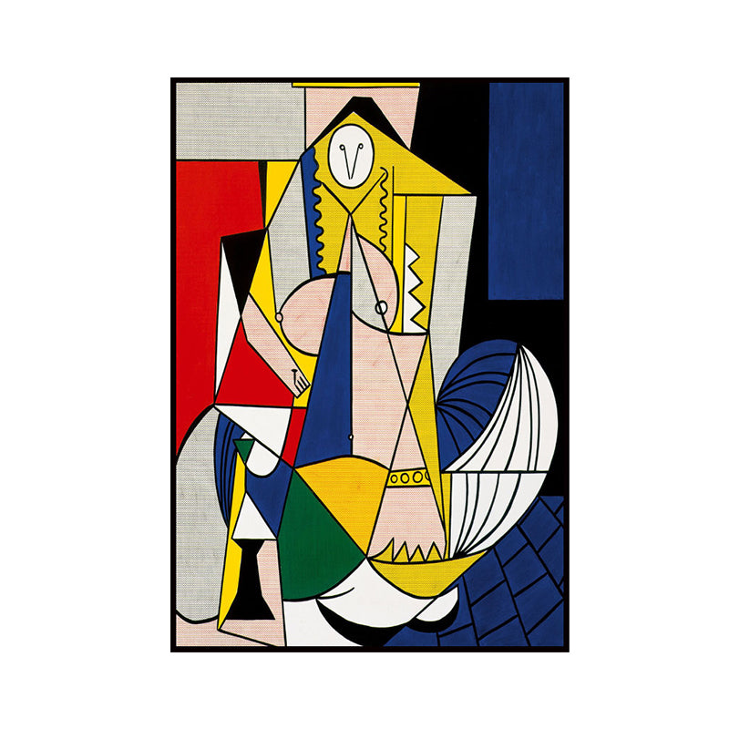 Vivolux | Blaue einzigartige Muster Wanddekoration abstrakte Pop-Art stilvoller texturierter Leinwanddruck für das Badezimmer