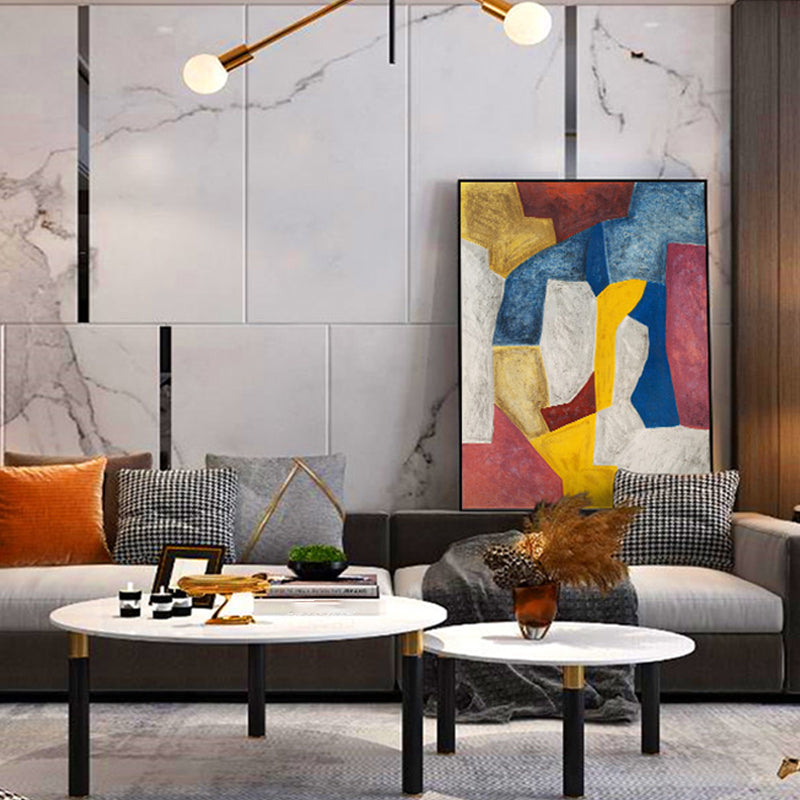 Vivolux | Handbedruckte Wanddekoration Pop Art Abstrakt Eingewickelte Leinwand in sanften Farben für das Familienzimmer