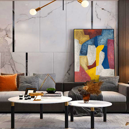 Vivolux | Handbedruckte Wanddekoration Pop Art Abstrakt Eingewickelte Leinwand in sanften Farben für das Familienzimmer