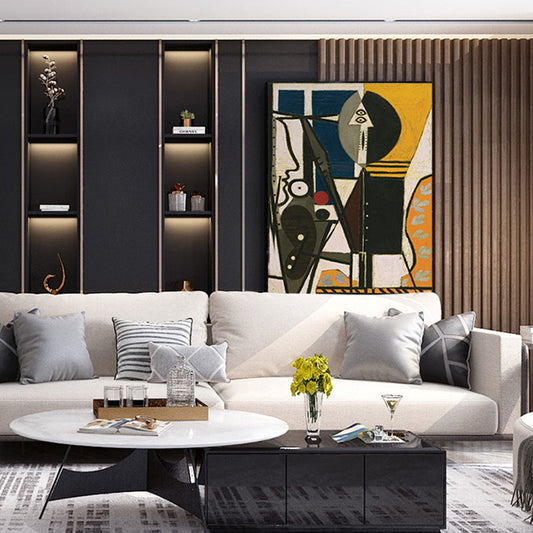 Vivolux | Handbedruckte Wanddekoration Pop Art Abstrakt Eingewickelte Leinwand in sanften Farben für das Familienzimmer