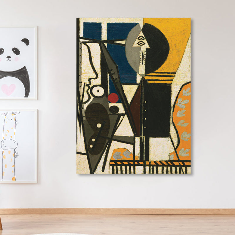 Vivolux | Handbedruckte Wanddekoration Pop Art Abstrakt Eingewickelte Leinwand in sanften Farben für das Familienzimmer