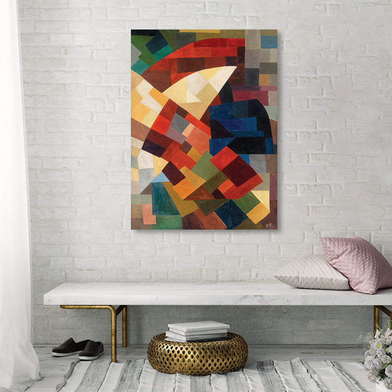 Vivolux | Handbedruckte Wanddekoration Pop Art Abstrakt Eingewickelte Leinwand in sanften Farben für das Familienzimmer