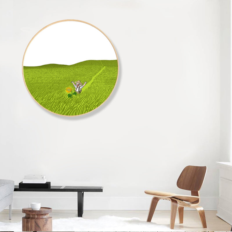 Vivolux | Weiche Farb-Farmfeldblick Wandkunst-Druck Impressionismus Texturiertes Eingerahmtes Leinwand für Schlafzimmer