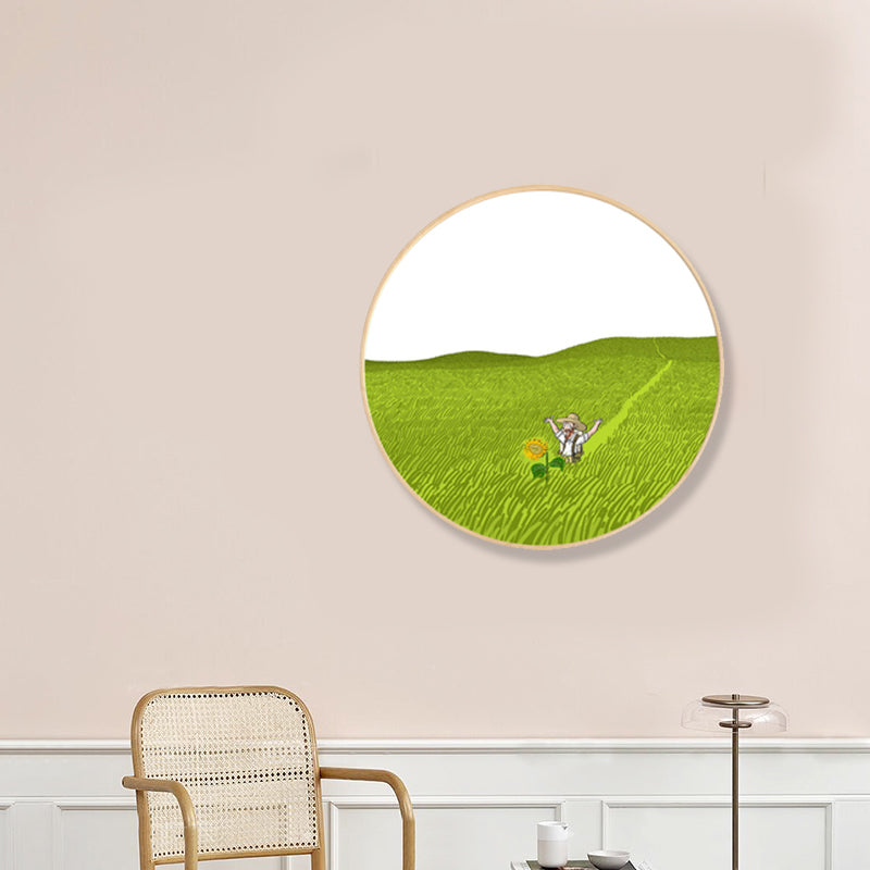Vivolux | Weiche Farb-Farmfeldblick Wandkunst-Druck Impressionismus Texturiertes Eingerahmtes Leinwand für Schlafzimmer
