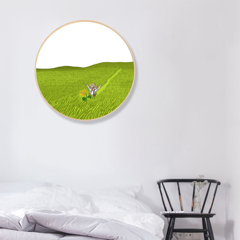 Vivolux | Weiche Farb-Farmfeldblick Wandkunst-Druck Impressionismus Texturiertes Eingerahmtes Leinwand für Schlafzimmer