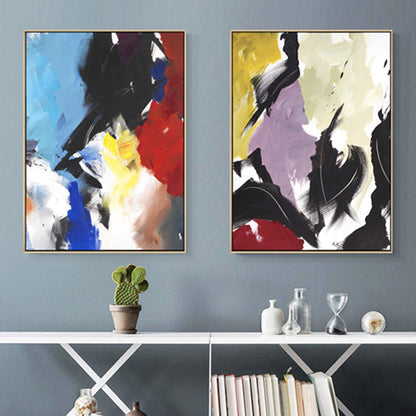 Vivolux | Helle Farbstrich Wanddekoration Abstrakte Moderne Kunst Texturiertes Leinwandbild für Lobby