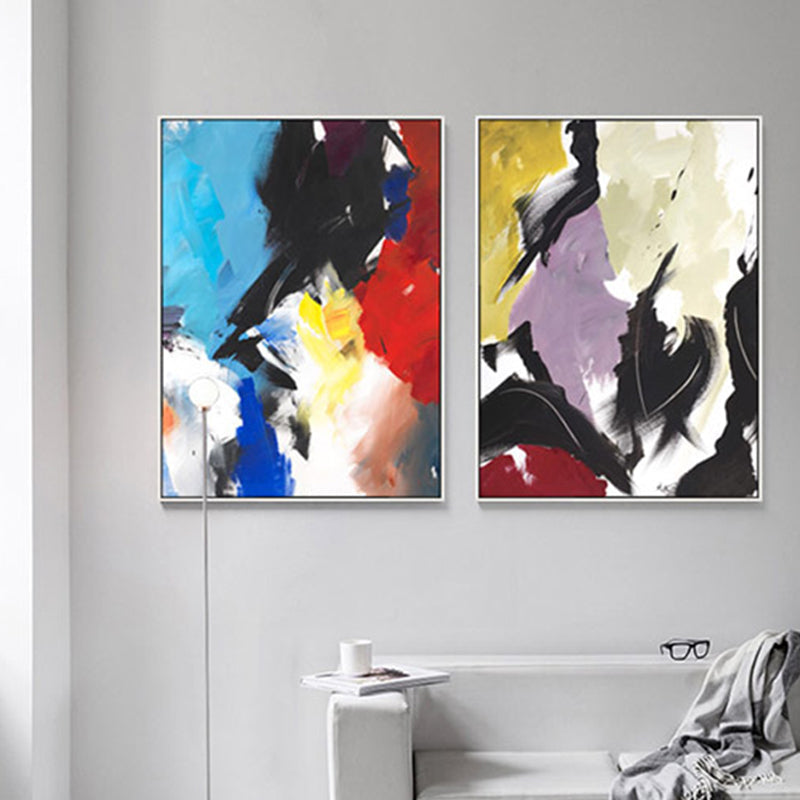 Vivolux | Helle Farbstrich Wanddekoration Abstrakte Moderne Kunst Texturiertes Leinwandbild für Lobby