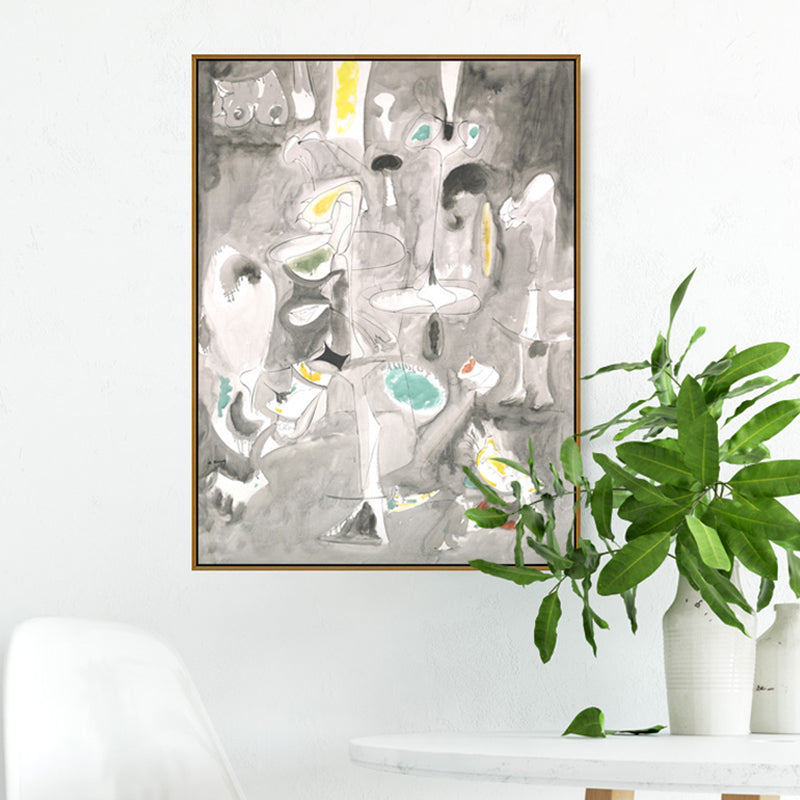 Vivolux | Graue Aquarell Wanddekoration Gemälde Abstrakter Expressionismus Texturiert Leinwand für die Küche