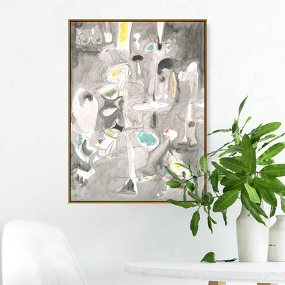 Vivolux | Graue Aquarell Wanddekoration Gemälde Abstrakter Expressionismus Texturiert Leinwand für die Küche