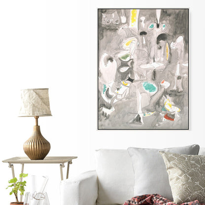 Vivolux | Graue Aquarell Wanddekoration Gemälde Abstrakter Expressionismus Texturiert Leinwand für die Küche