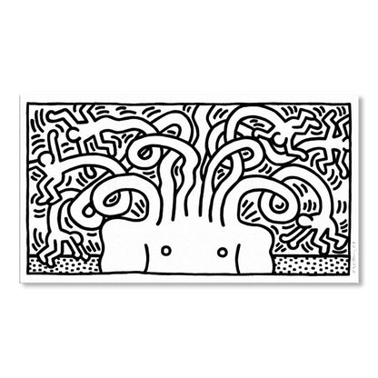 Vivolux | Kohlezeichnungen Abstrakte Figur Leinwanddruck Weiße Pop-Art Wanddekoration für das Wohnzimmer