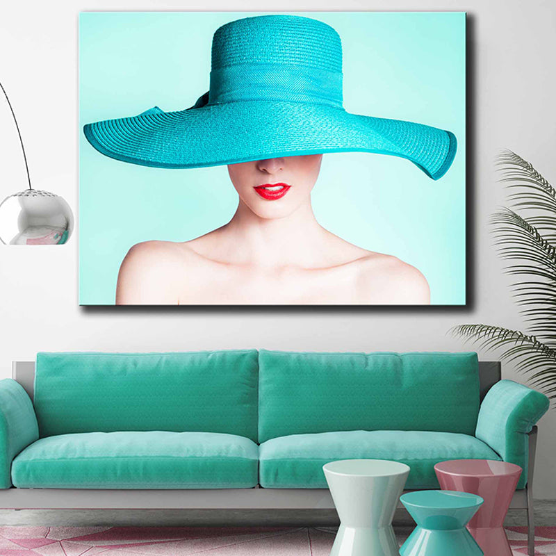 Vivolux | Pastellfarbige Foto Mädchen Leinwanddruck Mode Glam Texturiertes Wanddekor für Gästezimmer