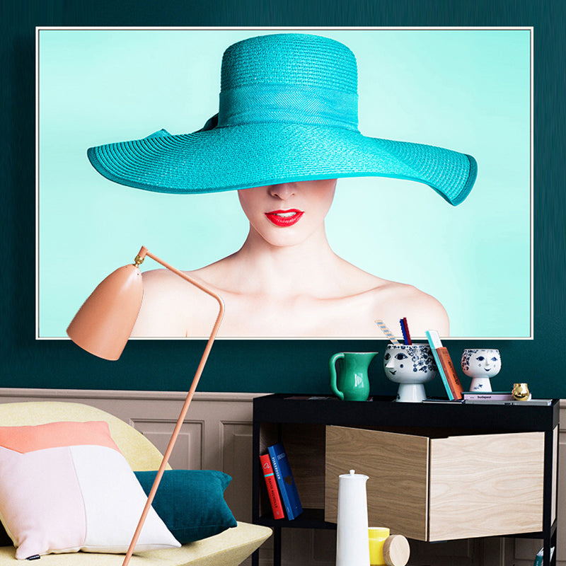 Vivolux | Pastellfarbige Foto Mädchen Leinwanddruck Mode Glam Texturiertes Wanddekor für Gästezimmer