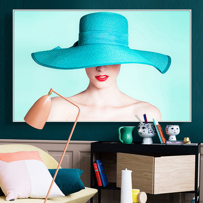 Vivolux | Pastellfarbige Foto Mädchen Leinwanddruck Mode Glam Texturiertes Wanddekor für Gästezimmer