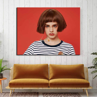 Vivolux | Pastellfarbige Foto Mädchen Leinwanddruck Mode Glam Texturiertes Wanddekor für Gästezimmer