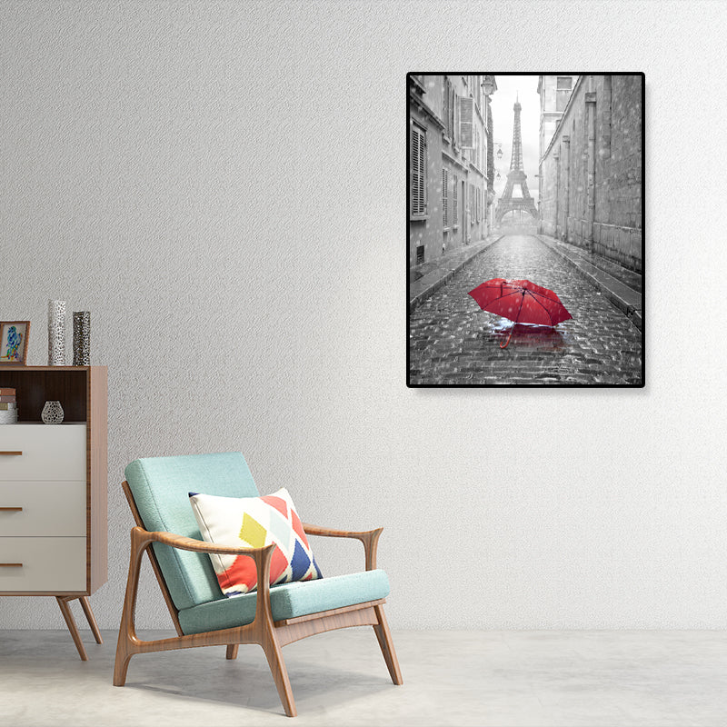 Vivolux | Global Inspired Eiffel Tower Canvas Graue Texturierte Wandkunst Druck für Wohnzimmer