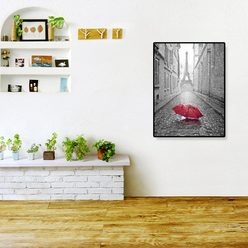 Vivolux | Global Inspired Eiffel Tower Canvas Graue Texturierte Wandkunst Druck für Wohnzimmer