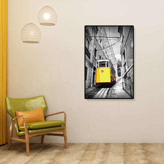 Vivolux | Nostalgische Fotografische Stadtbahn-Leinwand Jungenzimmer Verkehr Wandkunst Druck