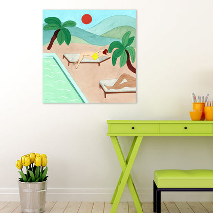 Vivolux | Hängende Figur Wandkunst Druck Unterhaltung Texturiert Leinwand in Sanften Farben für Raum