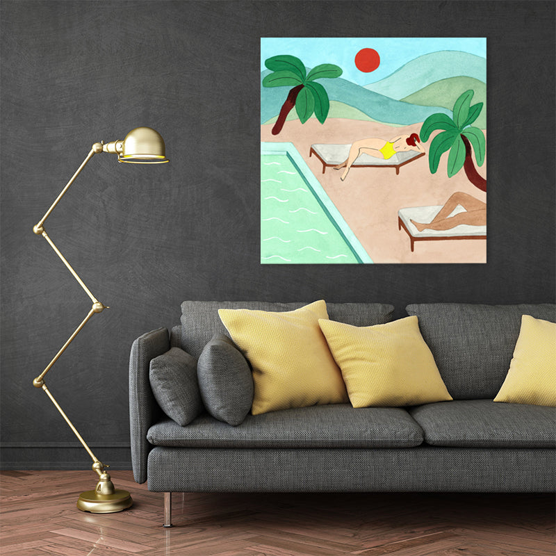 Vivolux | Hängende Figur Wandkunst Druck Unterhaltung Texturiert Leinwand in Sanften Farben für Raum