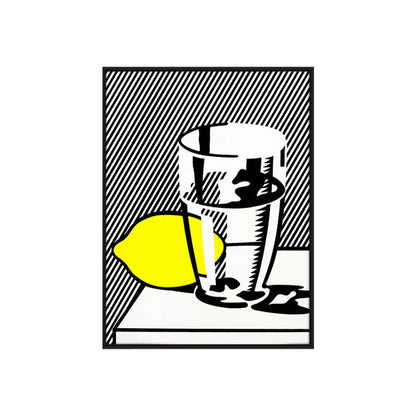 Vivolux | Grau Zitrone und Glas Leinwand Texturiertes Wandkunstdruck für Wohnzimmer, Mehrere Größen