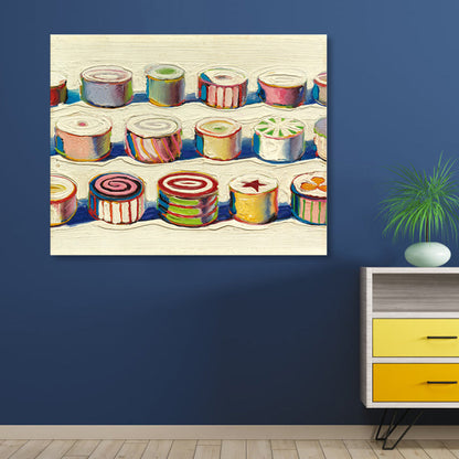 Vivolux | Leckeres Schweizer Rolle Eingewickelt Leinwand Texturiert Pop Art Mädchen Schlafzimmer Wanddekoration in Pink