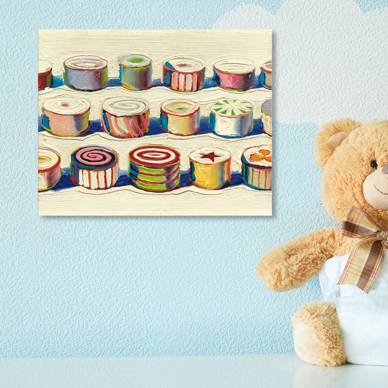 Vivolux | Leckeres Schweizer Rolle Eingewickelt Leinwand Texturiert Pop Art Mädchen Schlafzimmer Wanddekoration in Pink