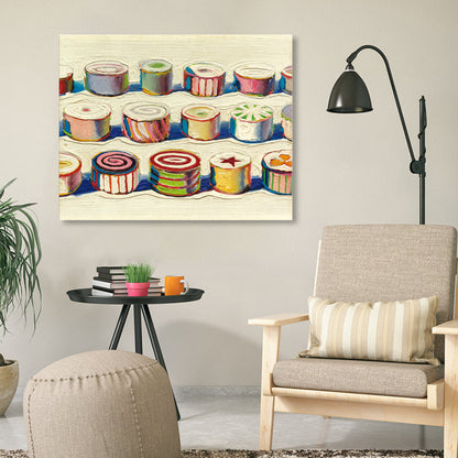 Vivolux | Leckeres Schweizer Rolle Eingewickelt Leinwand Texturiert Pop Art Mädchen Schlafzimmer Wanddekoration in Pink