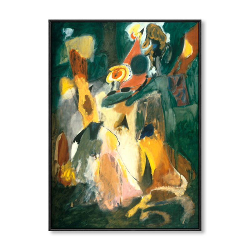 Vivolux | Grüne handbedruckte Canvas-texturierte abstrakte Expressionismus-Wohnzimmer-Wandkunst-Dekor