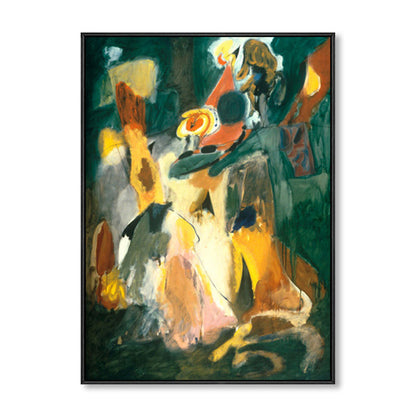 Vivolux | Grüne handbedruckte Canvas-texturierte abstrakte Expressionismus-Wohnzimmer-Wandkunst-Dekor